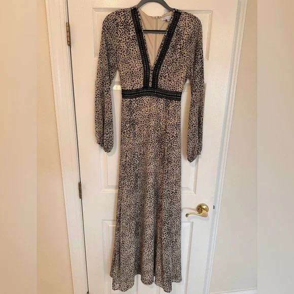 Baltic Born Leopard Print Long Sleeve Maxi Dress Size S - Picture 2 of 4